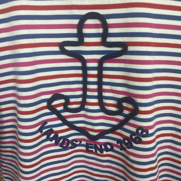 Lands End Serious Sweats Crewneck Sweatshirt Tunic‎ Size L Magenta Stripe Anchor - Picture 3 of 9